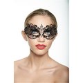 Perfectpretend Black Luxury Metal Filigree Laser Cut Masquerade Mask with Clear Rhinestones - One Size PE2606703